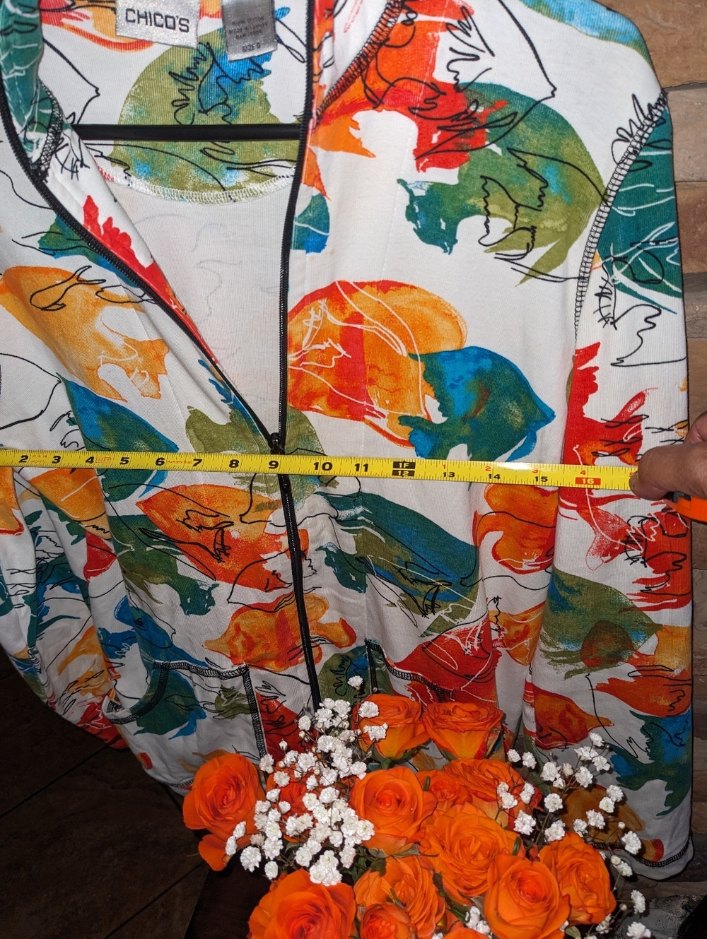 Chico's Colorful Abstract Fish Zip Jacket - Picture 8 of 9